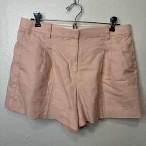 J. Crew Lucia Linen Blend Blush Pink Pleated Shorts Size 6 Preppy Vacation